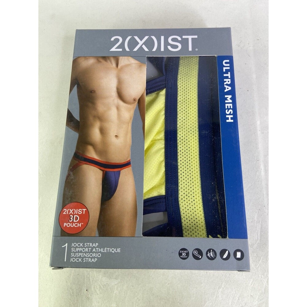 2xist Ultra Mesh Jock Strap Jockstrap Underwear 3D Pouch Yellow Blue Mens Size S